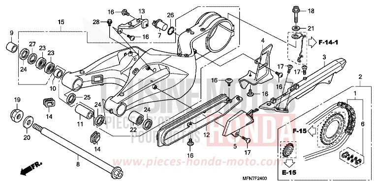 SCHWINGE von CB1000R ABS PEARL COOL WHITE (NHA16) von 2010